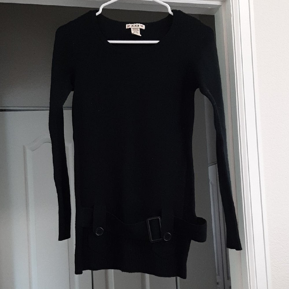 Black Sweater with Belt Detail